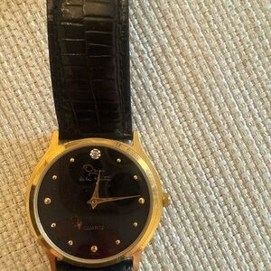 Oscar de la Renta Black and Gold Women's Watch